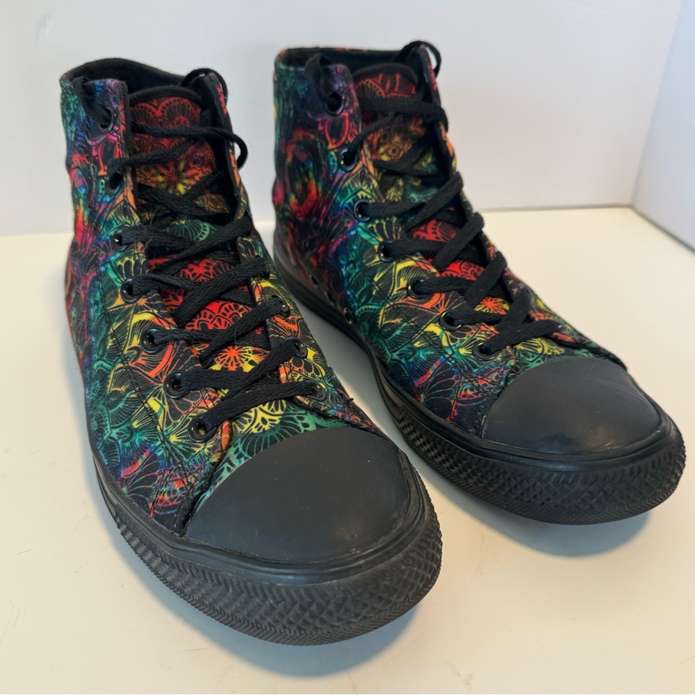 Raad High Top Mens 11 Women’s 12.5 Shoes Sneakers Black w Rose Multicolor Print